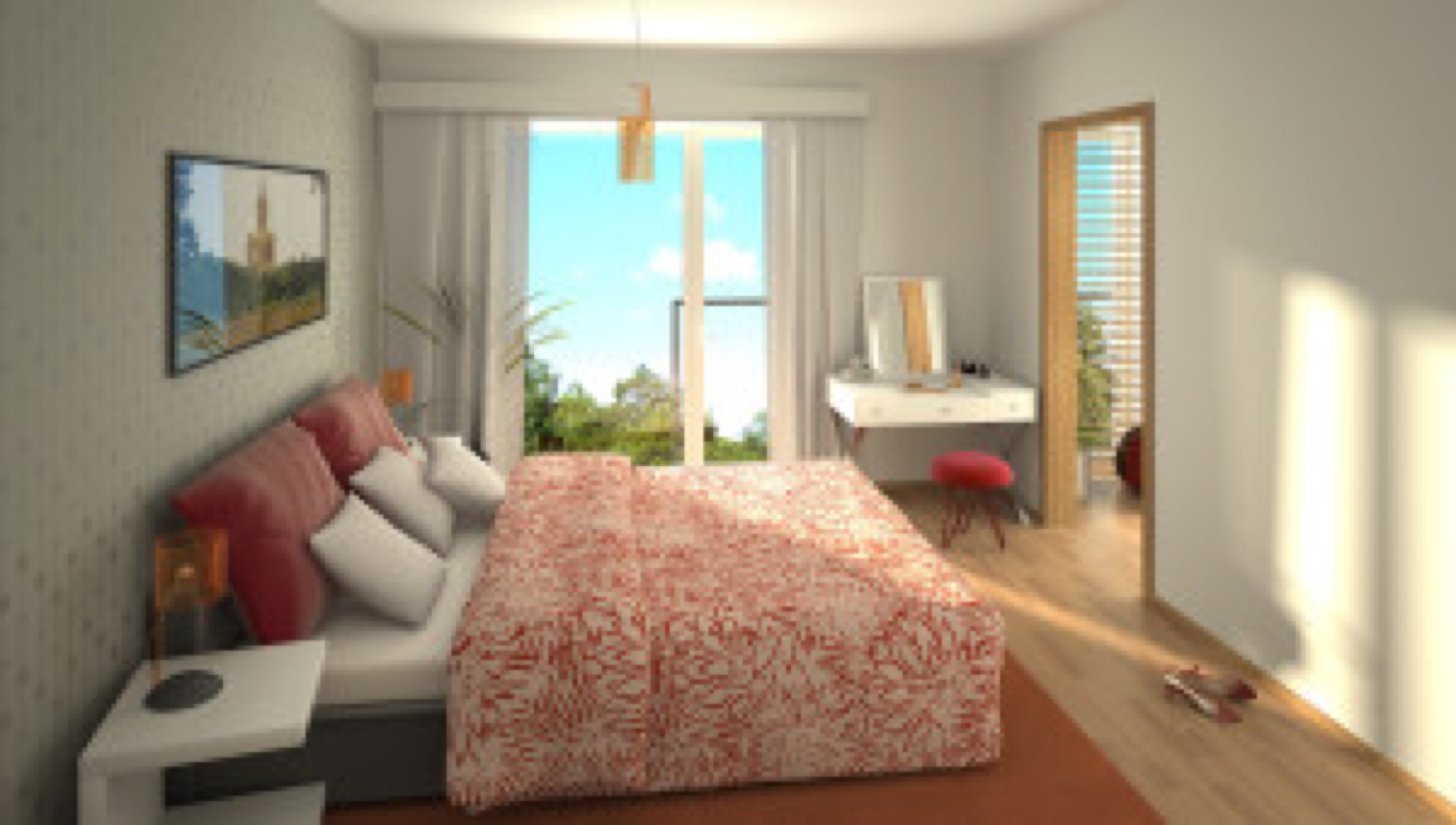 rendering of a modern cozy bedroom