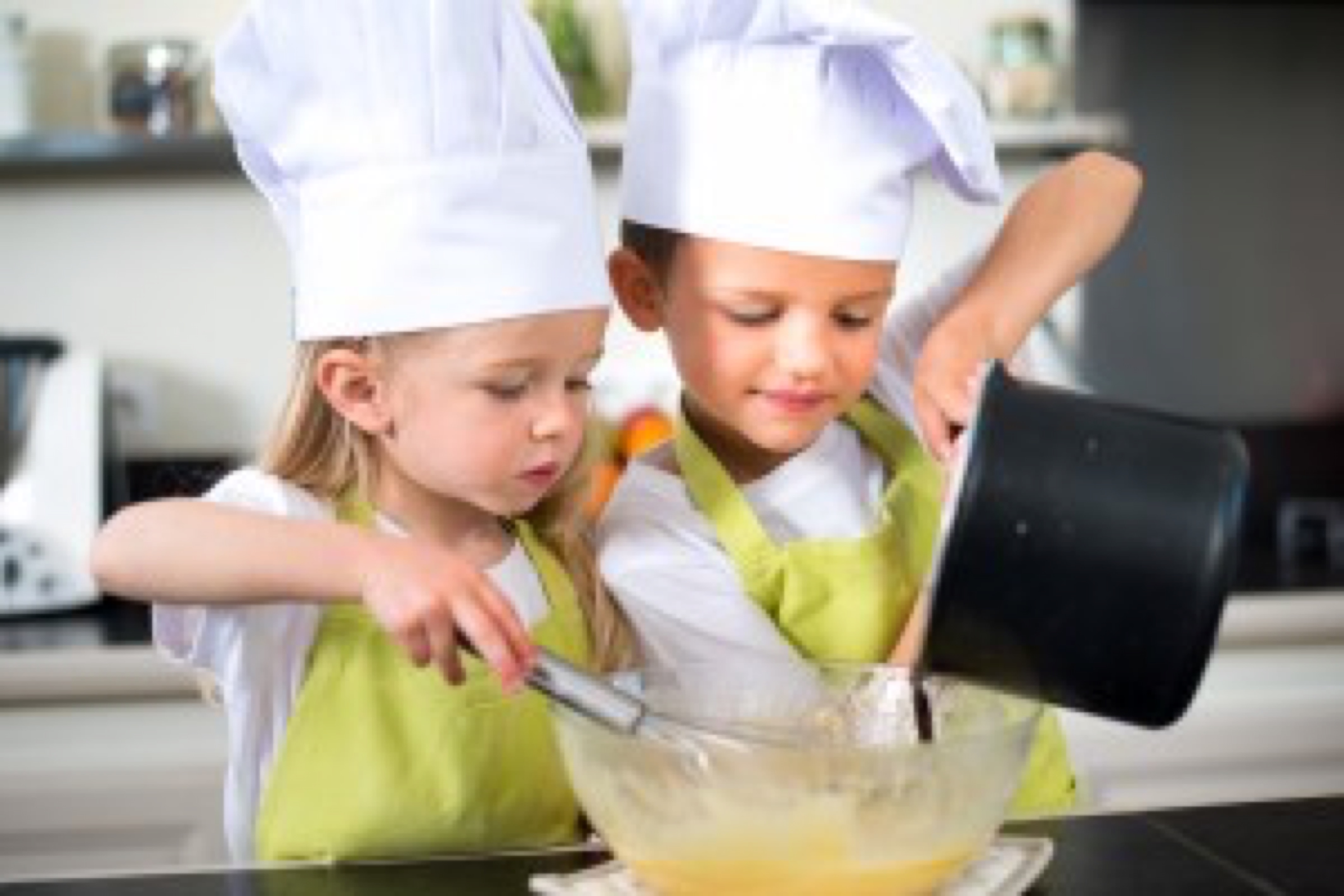 young happy childrens kids family preparing funny cookies in kitchen at home